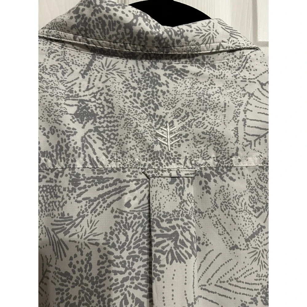 Coolibar Mens XXL Aricia Sun Shirt Button Down Long Sleeve‎ Gray Palm UPF 50+